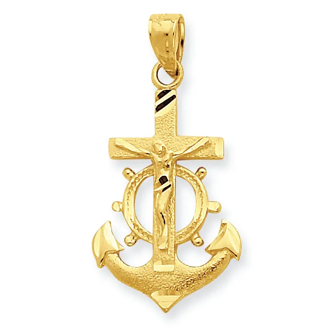 10K Gold Mariner Crucifix Pendant