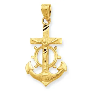 10K Gold Mariner Crucifix Pendant