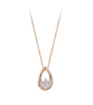 10k Two-Tone Single Diamond Pear Shaped Necklace