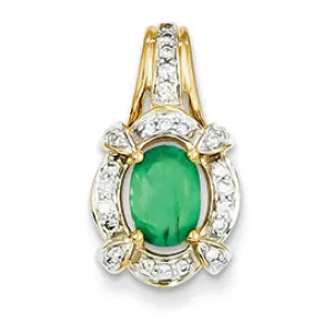 1.1 Carat 14K Gold Diamond & Emerald Pendant