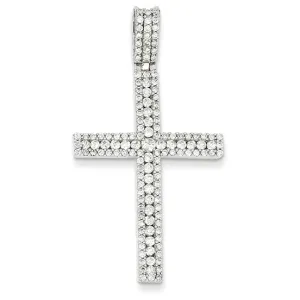 1.1 Carat 14K White Gold Diamond Latin Cross Pendant