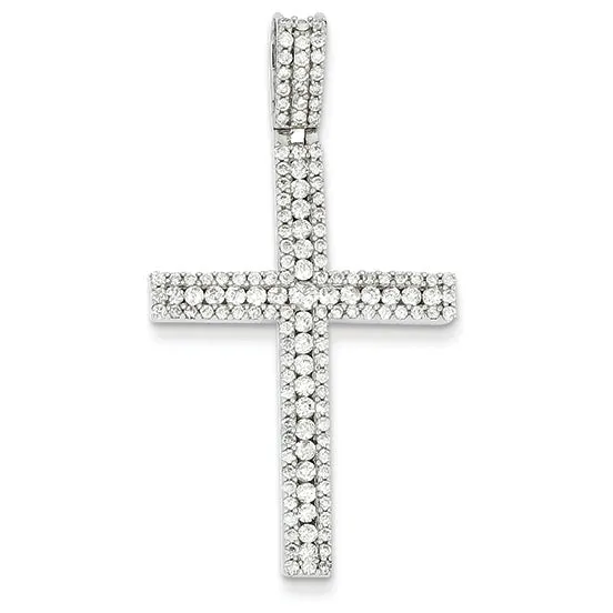 1.1 Carat 14K White Gold Diamond Latin Cross Pendant