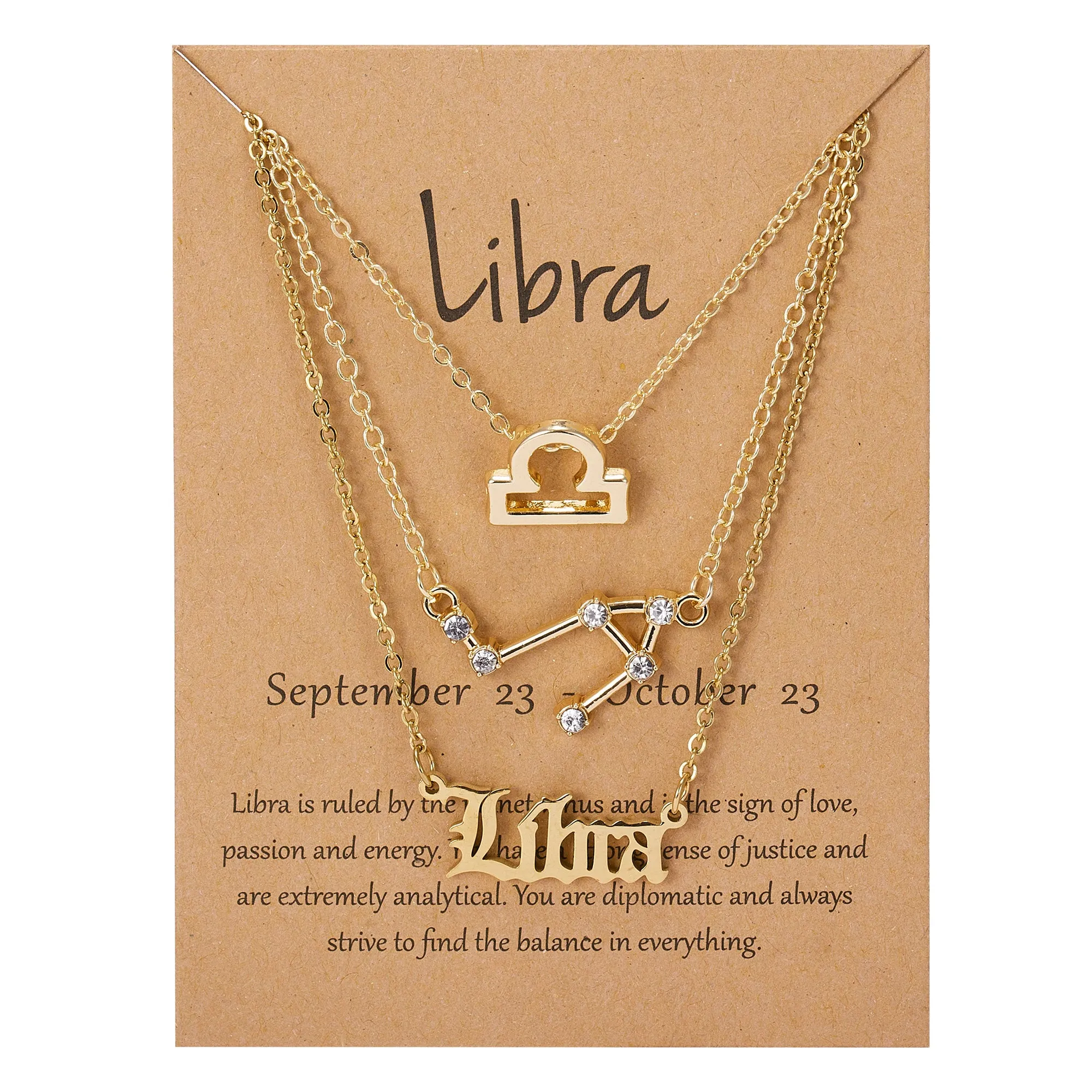 12 Constellations Charm Necklaces - 3-in-1