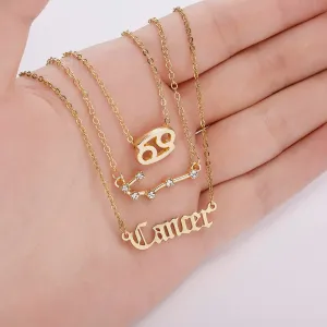 12 Constellations Charm Necklaces - 3-in-1