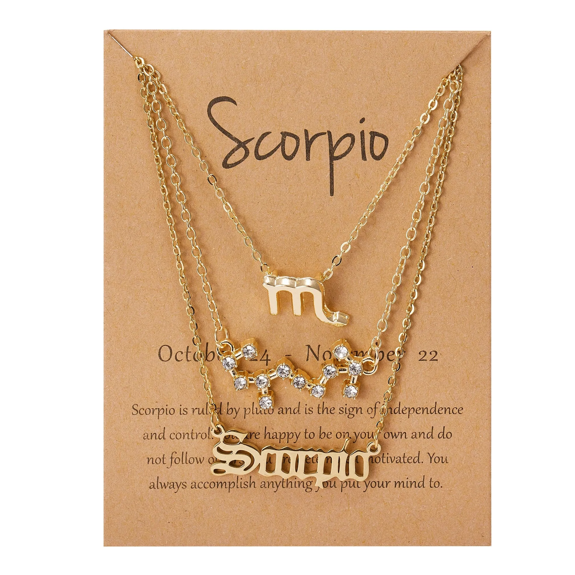 12 Constellations Charm Necklaces - 3-in-1