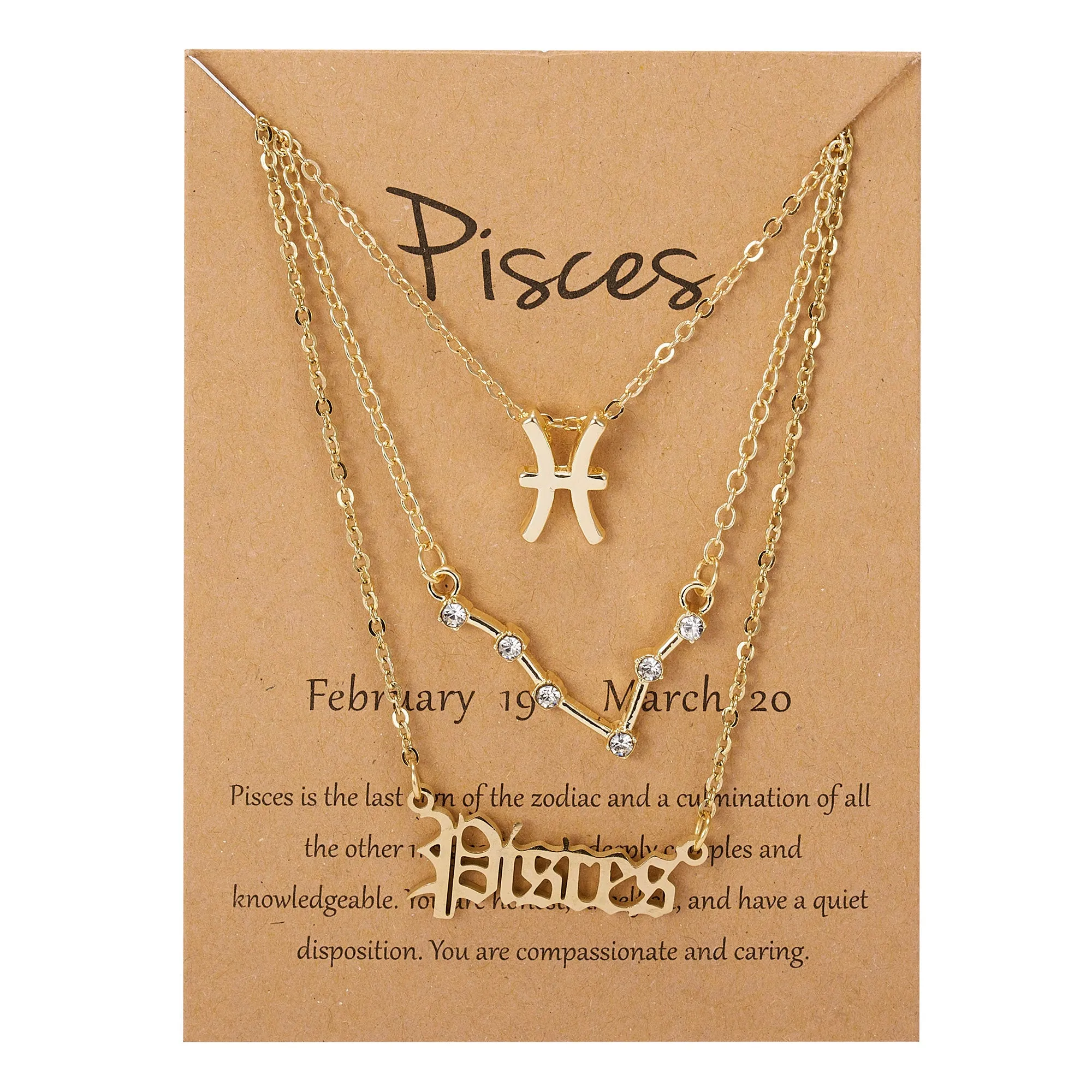 12 Constellations Charm Necklaces - 3-in-1