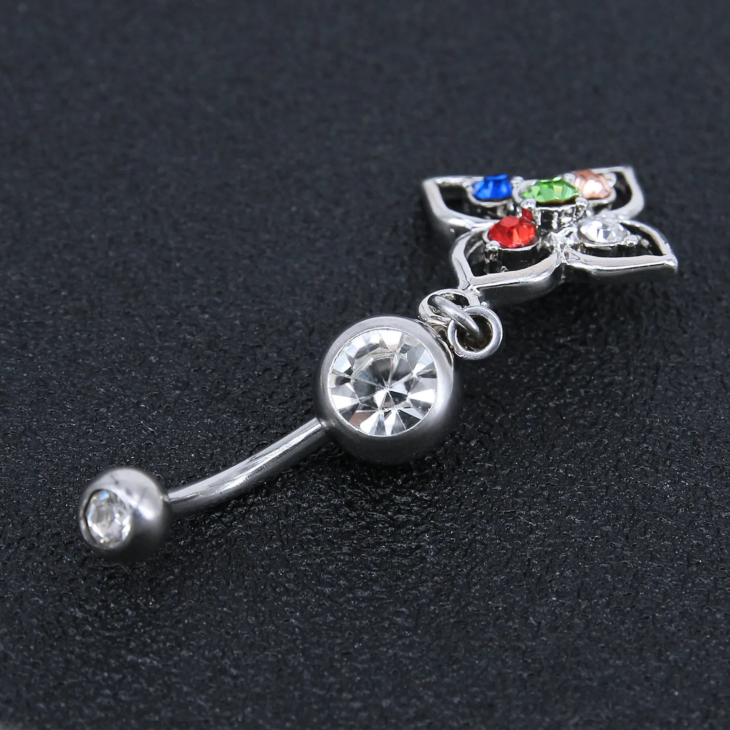 14g Lucky Flower Colorful Belly Button Rings Drop Dangle Belly Navel Piercing Jewelry