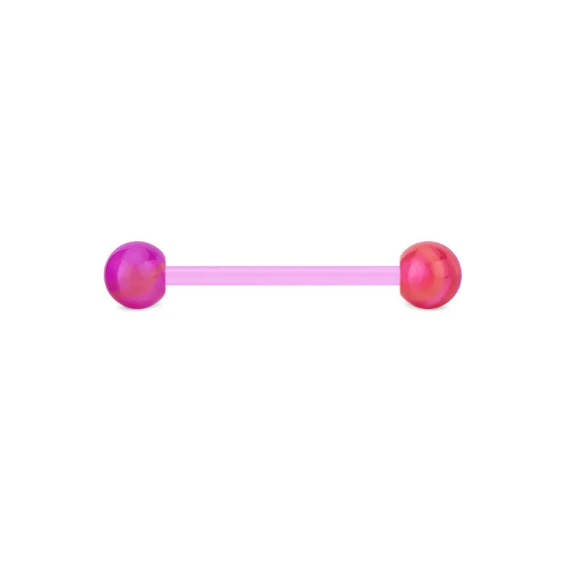 14gauge Plastic Tongue Rings Colorful Irregular Pattern 14mm 16mm