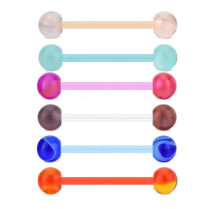 14gauge Plastic Tongue Rings Colorful Irregular Pattern 14mm 16mm