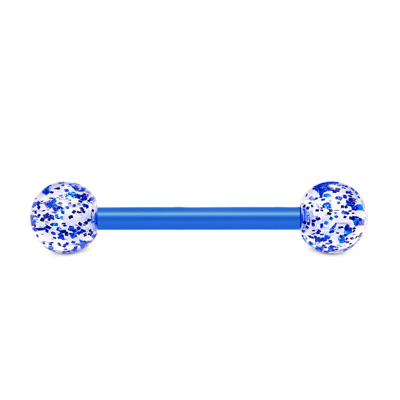 14gauge Plastic Tongue Rings Glitter Colorful Bar