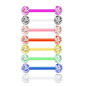 14gauge Plastic Tongue Rings Glitter Colorful Bar