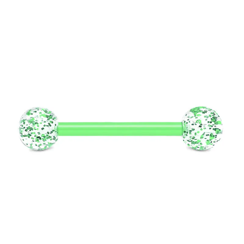 14gauge Plastic Tongue Rings Glitter Colorful Bar
