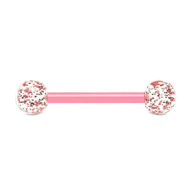 14gauge Plastic Tongue Rings Glitter Colorful Bar