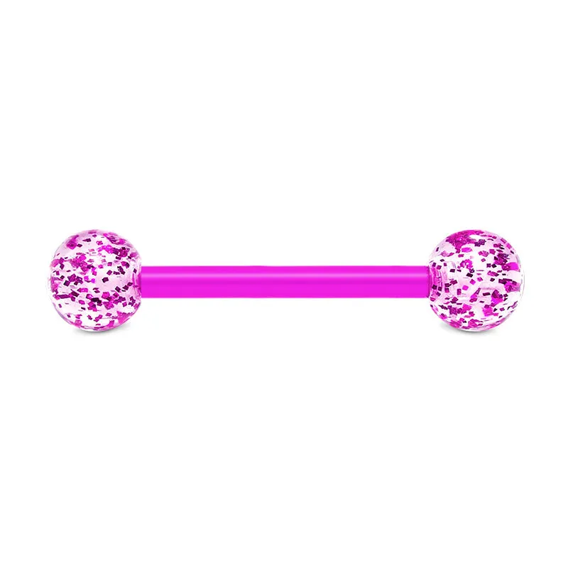 14gauge Plastic Tongue Rings Glitter Colorful Bar