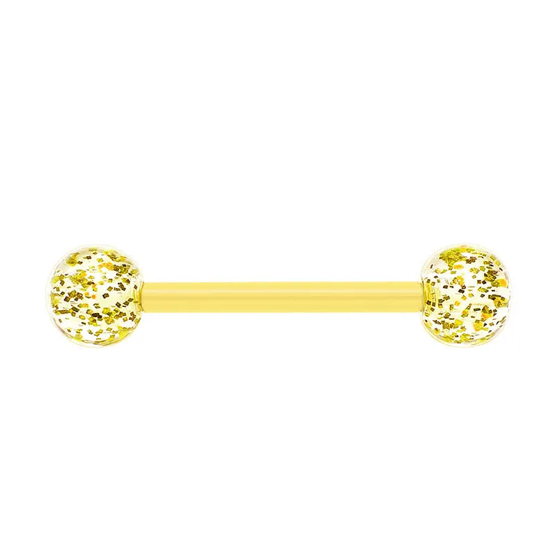 14gauge Plastic Tongue Rings Glitter Colorful Bar
