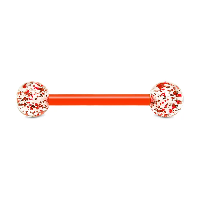 14gauge Plastic Tongue Rings Glitter Colorful Bar