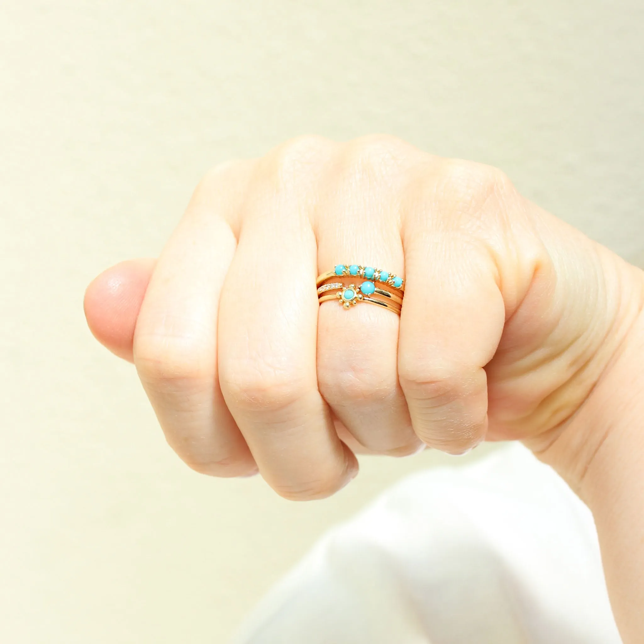 14k 5 Prong Turquoise Band Ring