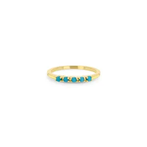 14k 5 Prong Turquoise Band Ring