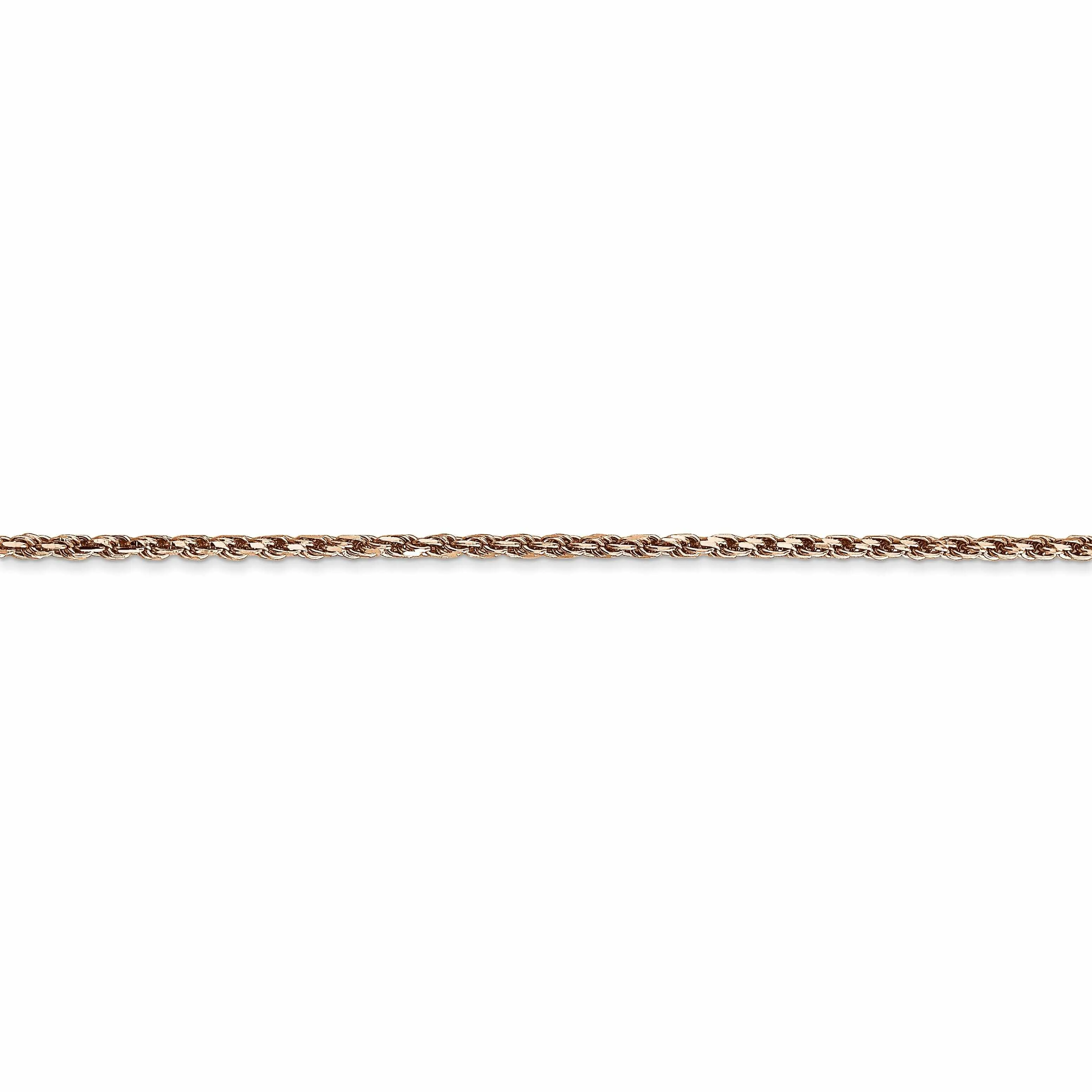 14k Rose Gold 1.8m Solid Diamond Cut Rope Chain