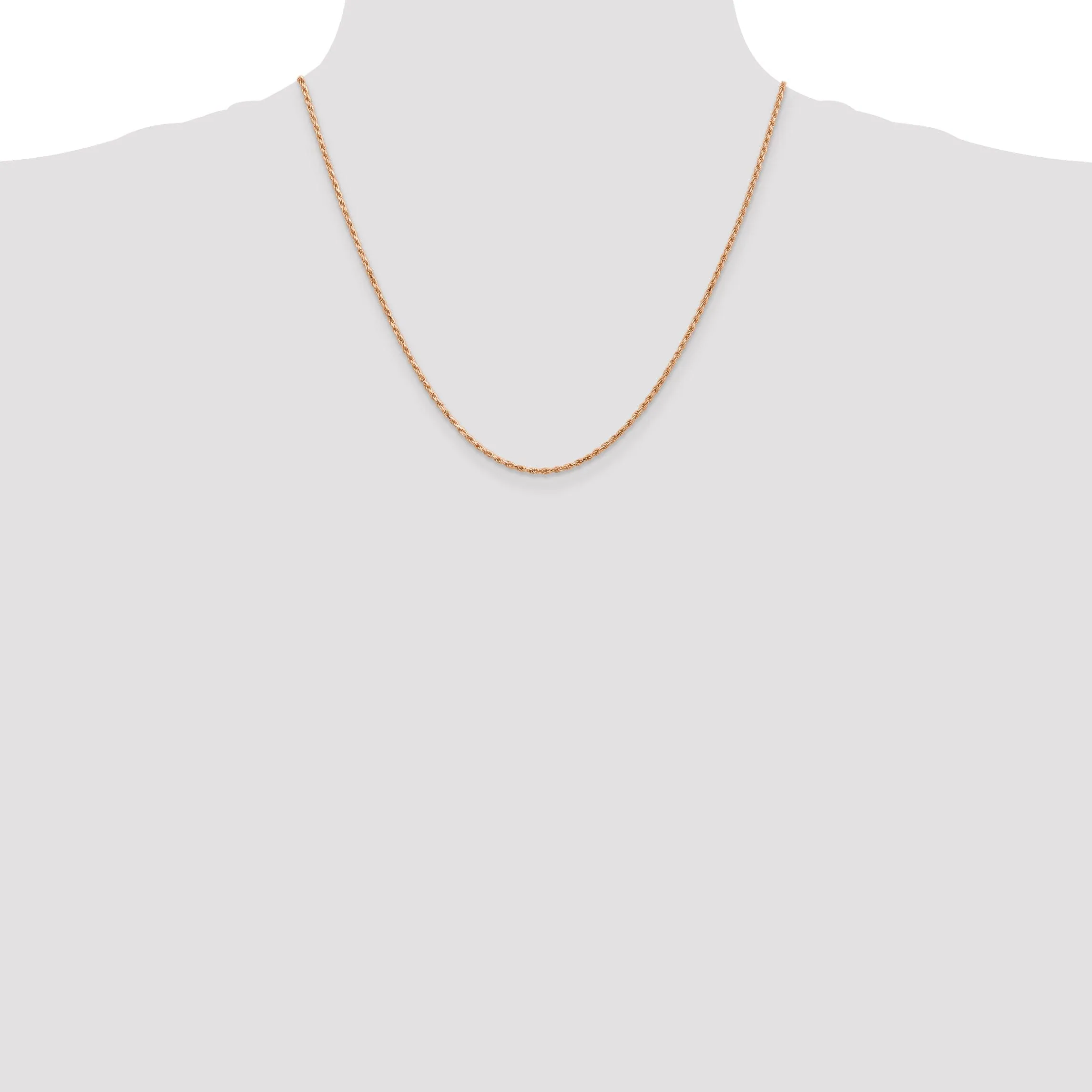 14k Rose Gold 1.8m Solid Diamond Cut Rope Chain