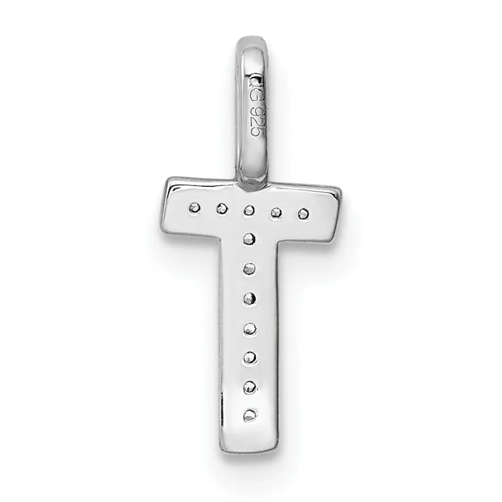 14K White Gold Diamond 0.04-CT Lower Case Style T Initial Charm