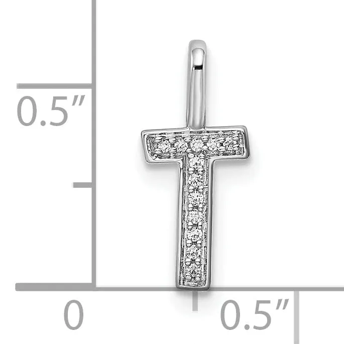 14K White Gold Diamond 0.04-CT Lower Case Style T Initial Charm
