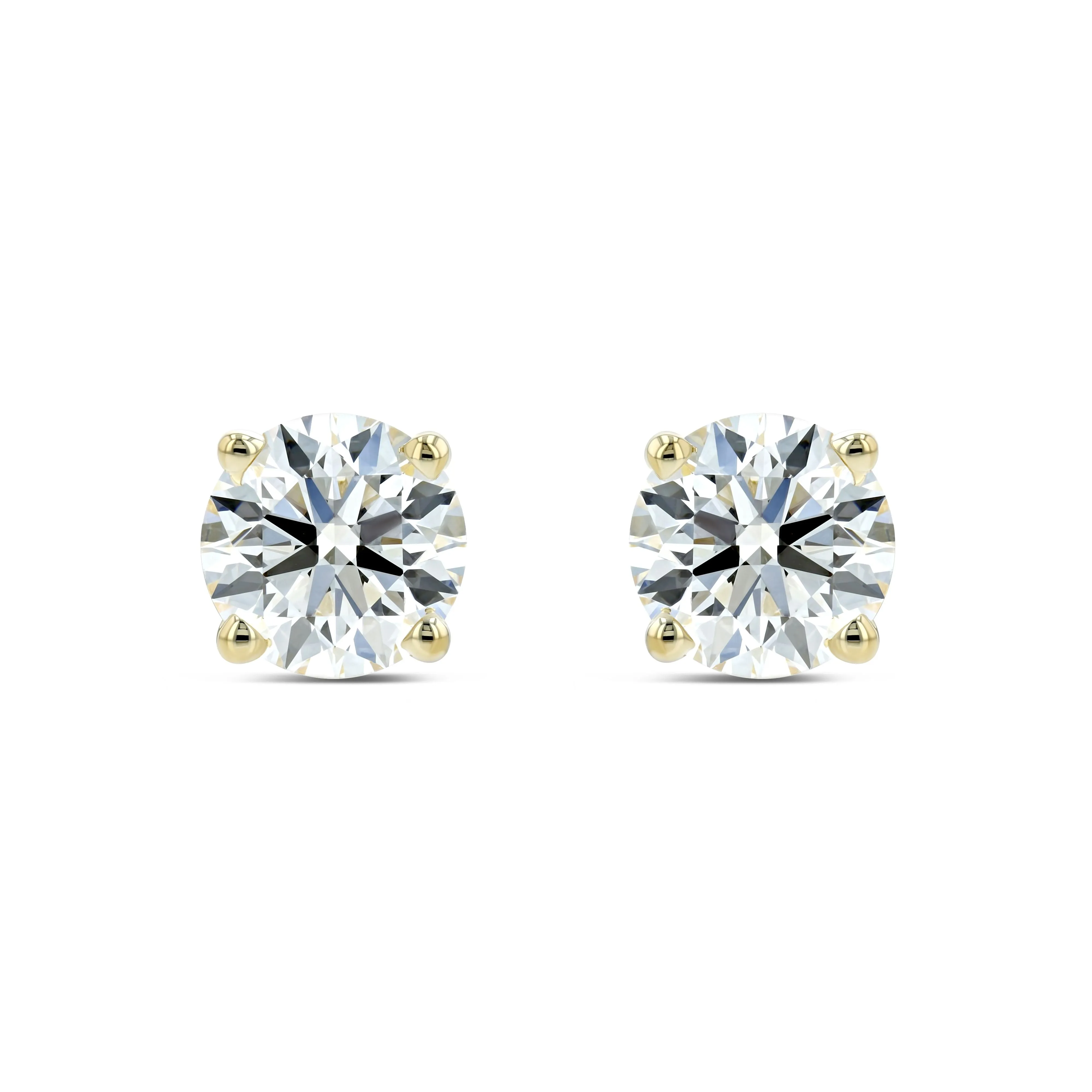 14k Yellow Gold 4-prong Round Brilliant Diamond Stud Earrings (0.5 Ct. T.w., Vs1-vs2 Clarity, H-i Color)