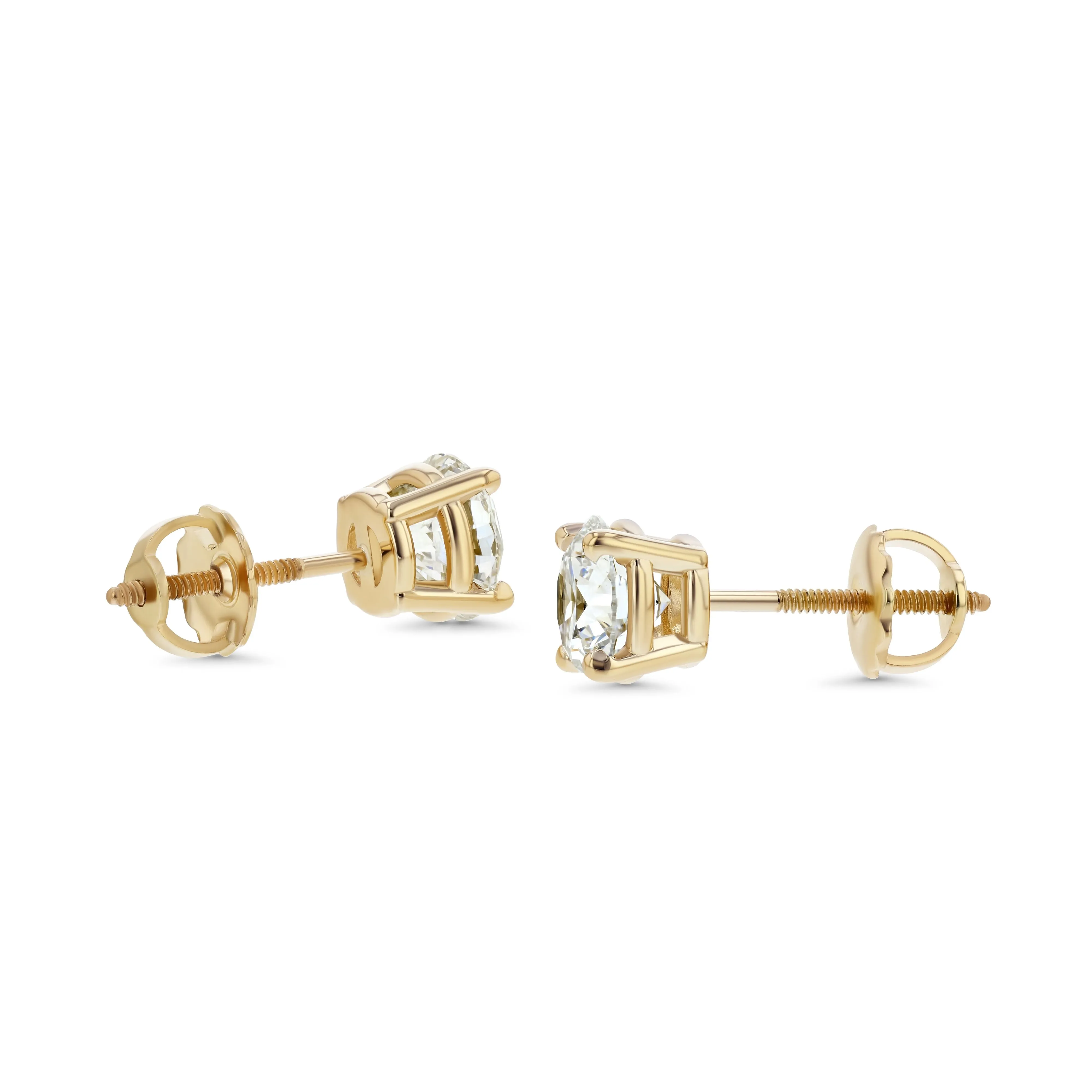 14k Yellow Gold 4-prong Round Brilliant Diamond Stud Earrings (0.5 Ct. T.w., Vs1-vs2 Clarity, H-i Color)