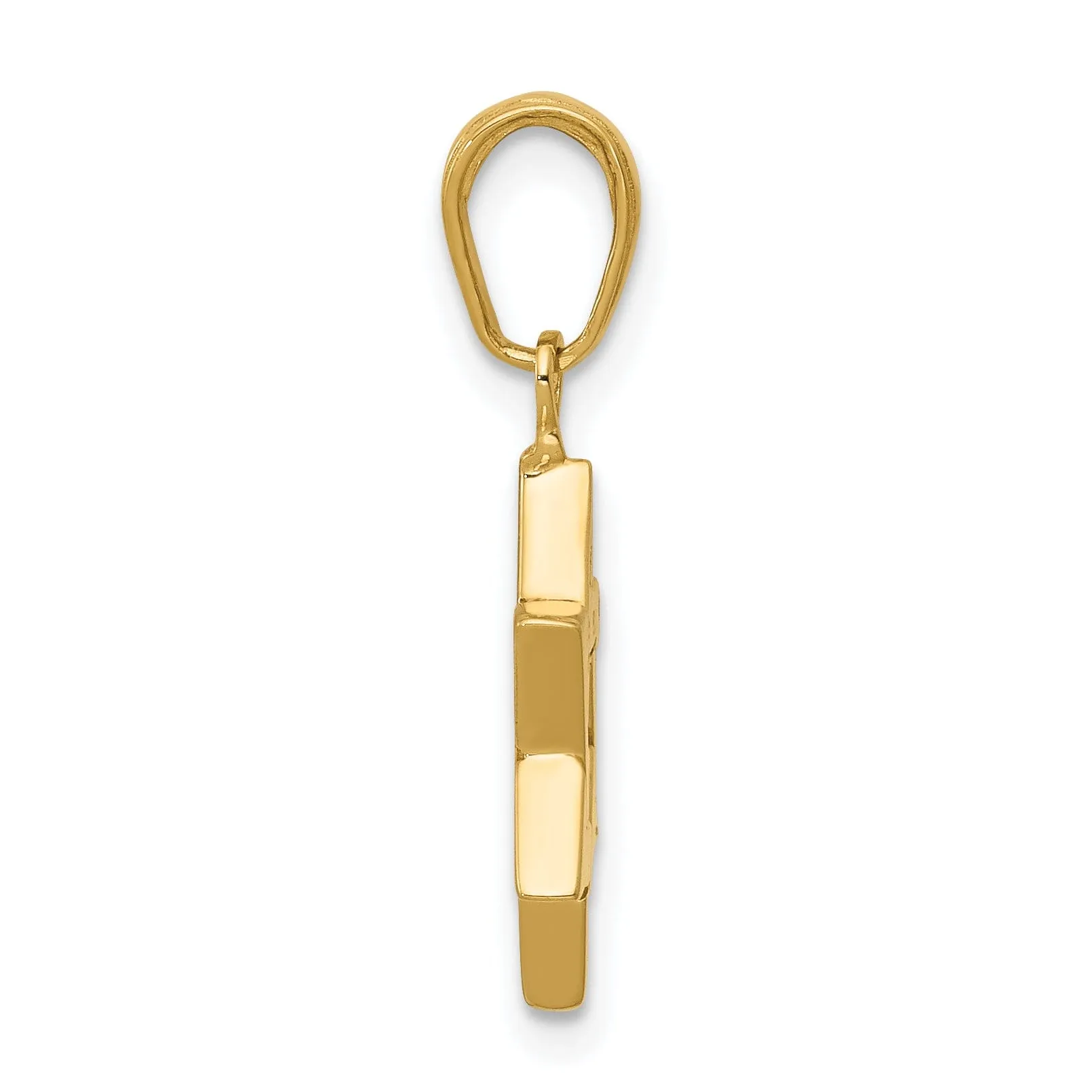 14K Yellow Gold Polished Finish Flat Back Solid Star of David Pendant
