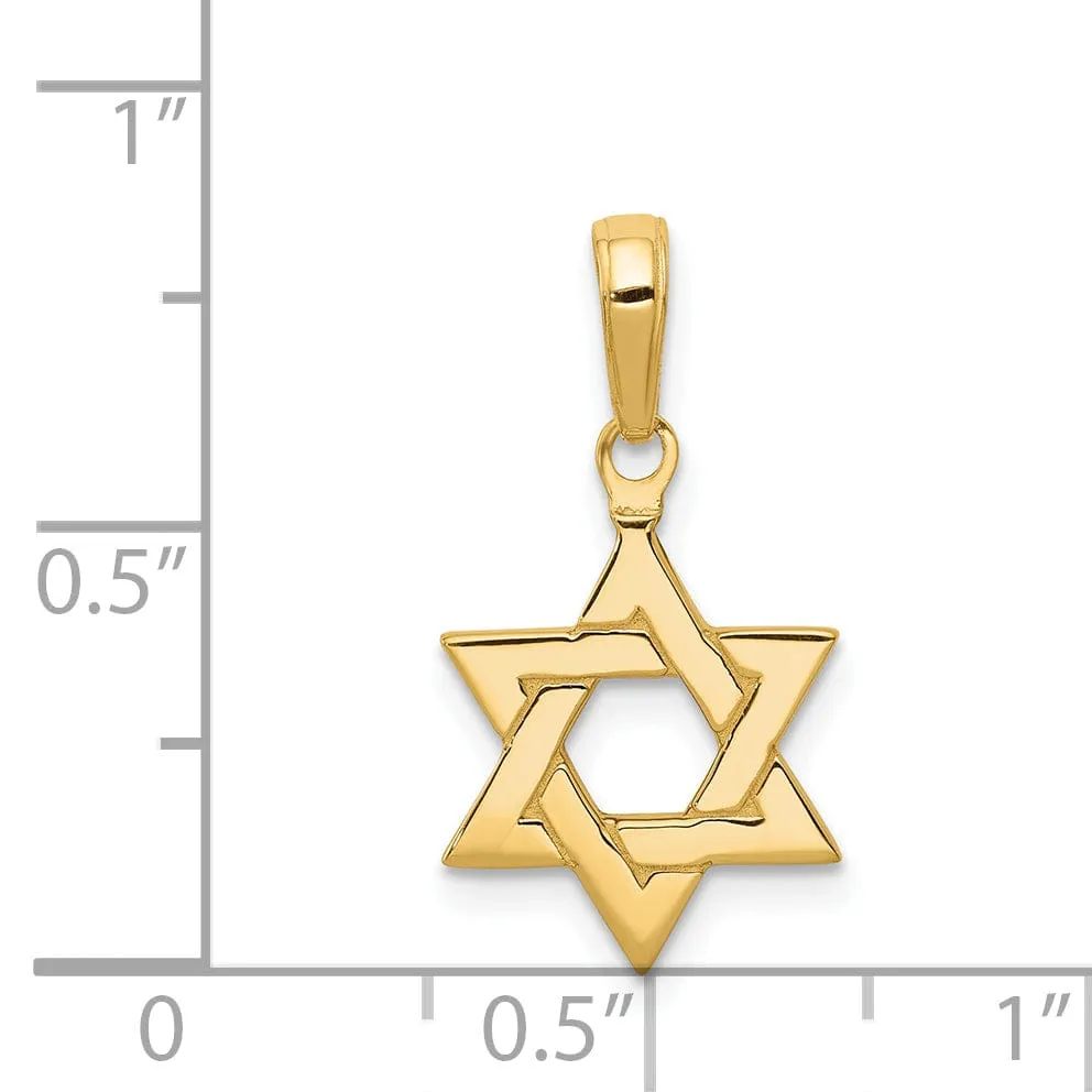 14K Yellow Gold Polished Finish Flat Back Solid Star of David Pendant