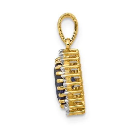 14KT GOLD 1.30 CTW & DIAMOND SAPPHIRE OVAL HALO PENDANT
