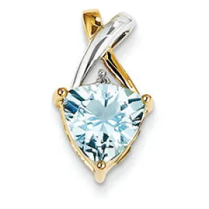 1.6 Carat 14K Gold Blue Topaz and White Topaz Trillion Pendant