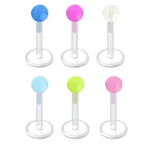16gauge Plastic Lip Studs Glow in Dark