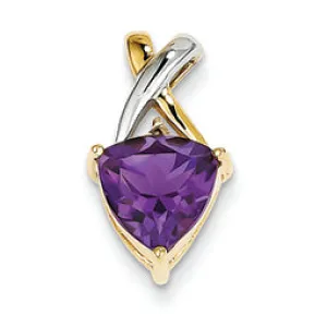 1.8 Carat 14K Gold Amethyst and White Topaz Trillion Pendant