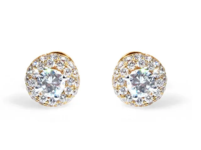 1.89ct tw Diamond Pave Halo Stud Earrings