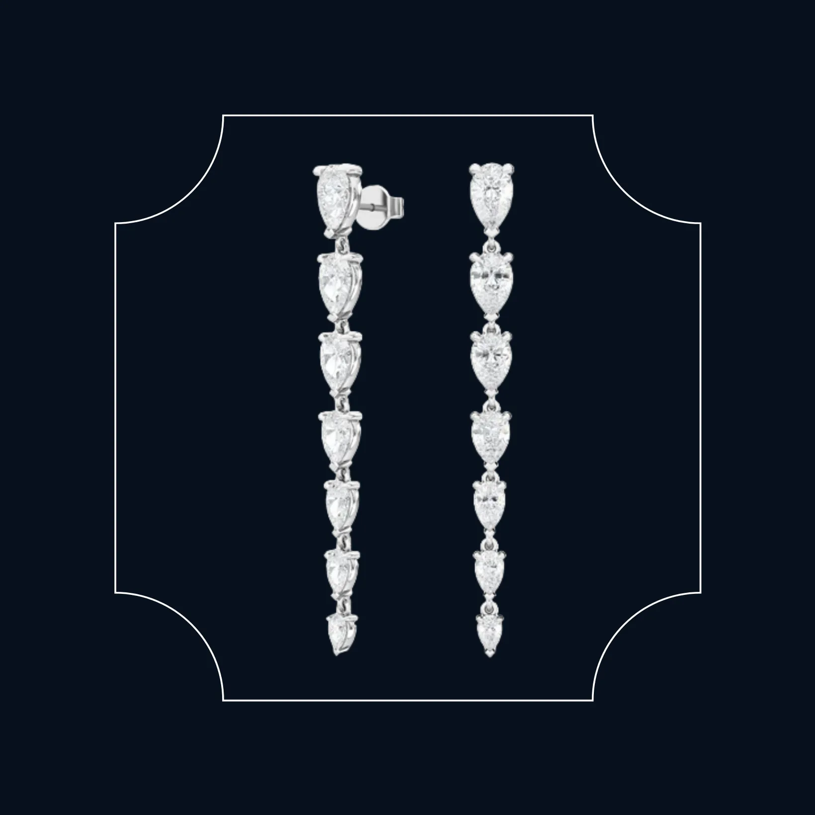 18ct White Gold Diamond Pear Drop Earrings