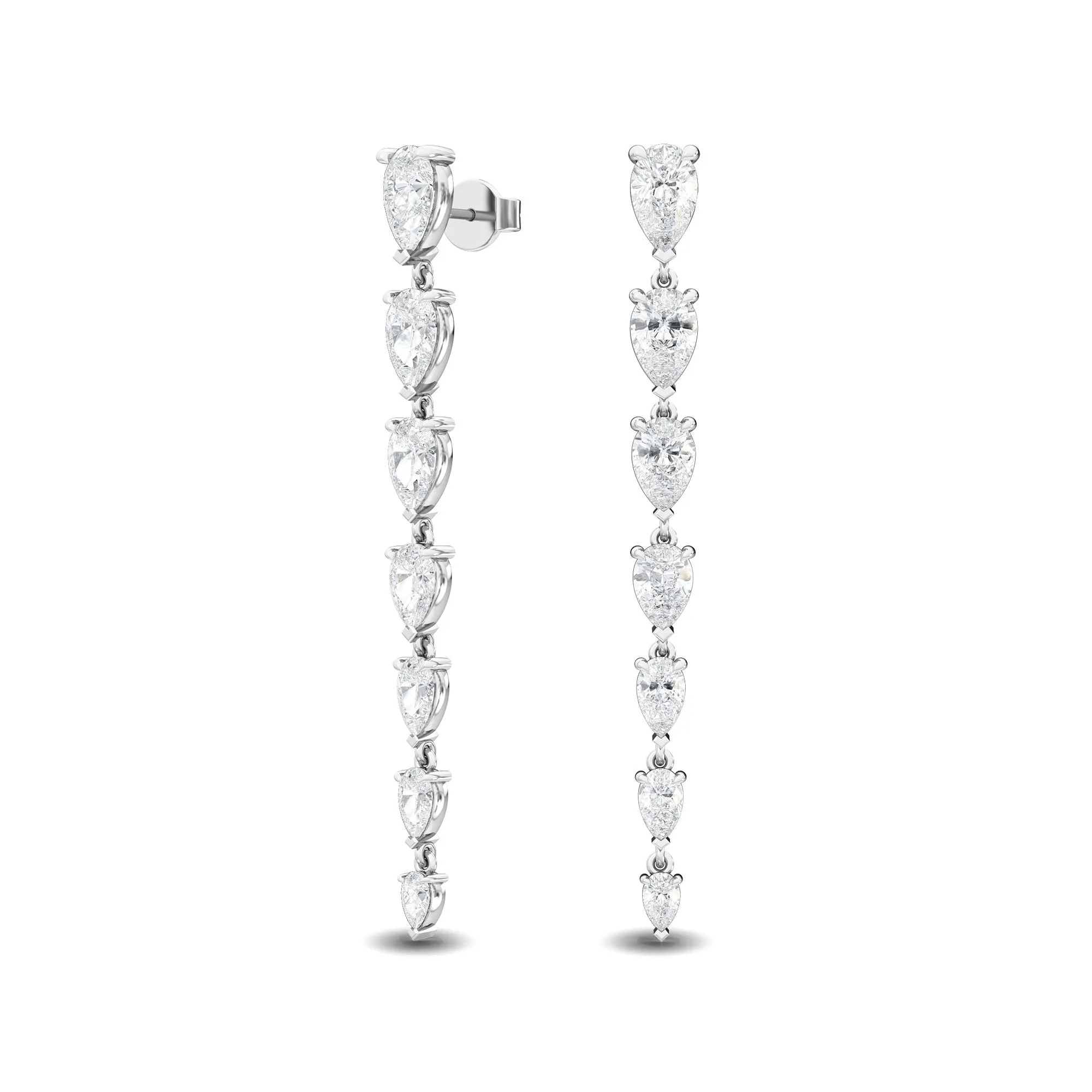 18ct White Gold Diamond Pear Drop Earrings