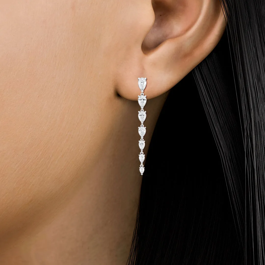 18ct White Gold Diamond Pear Drop Earrings