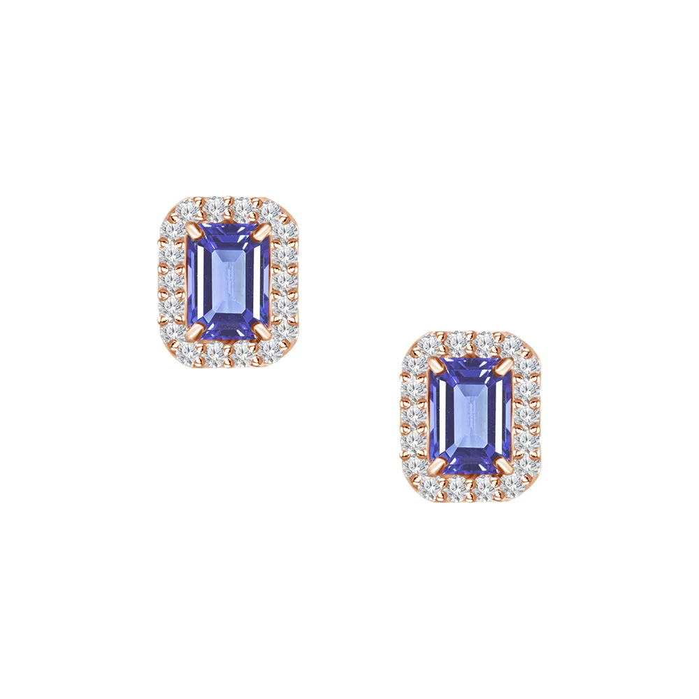 18K Blue Sapphire & Diamond Stud Earrings