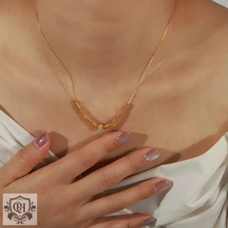 18K Gold Zircon Pendant Necklace