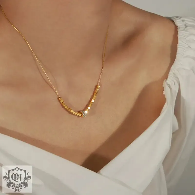 18K Gold Zircon Pendant Necklace