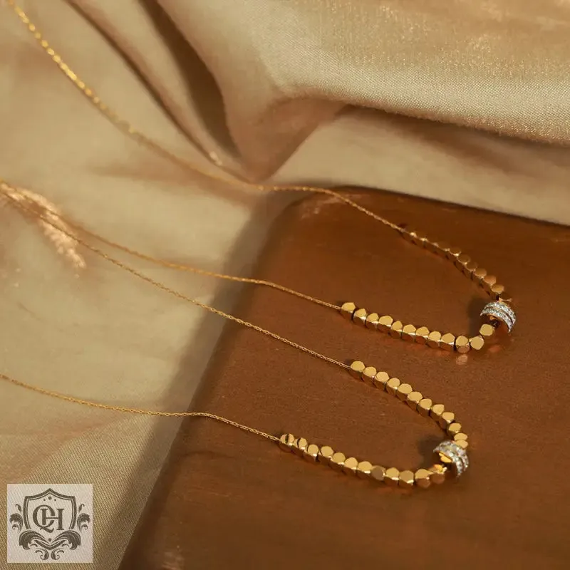 18K Gold Zircon Pendant Necklace