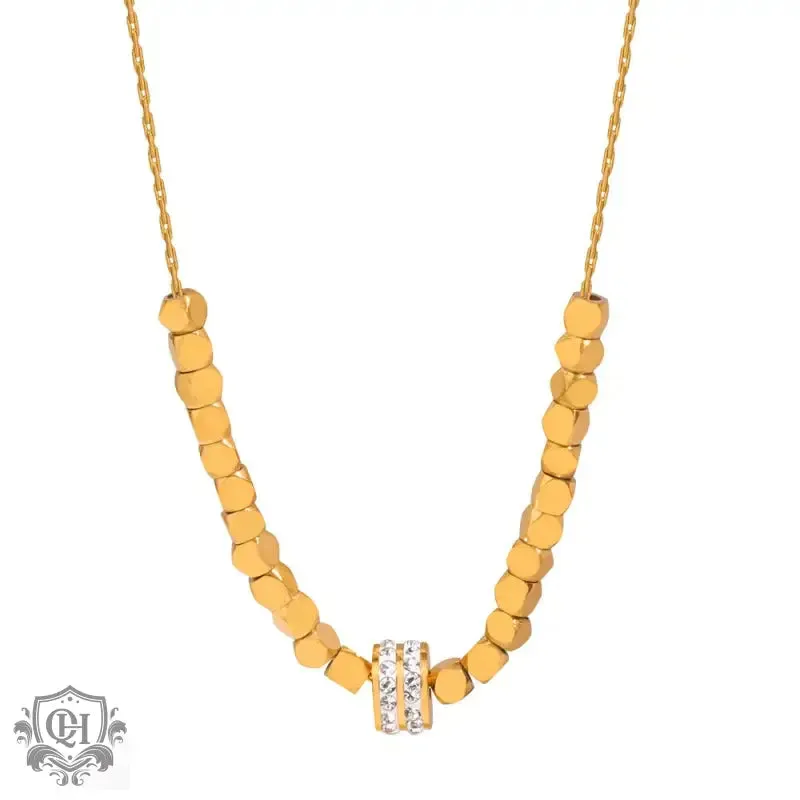 18K Gold Zircon Pendant Necklace