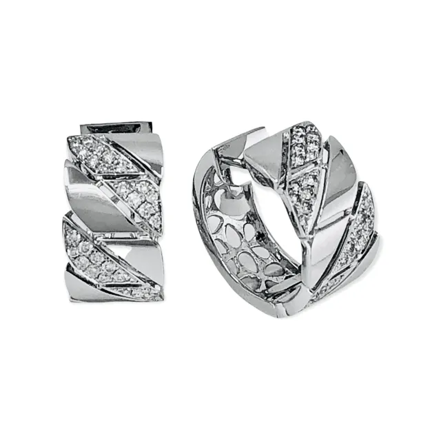 18K White Gold Tdw. 0.65ct Diamond Huggie Earrings - 20719401