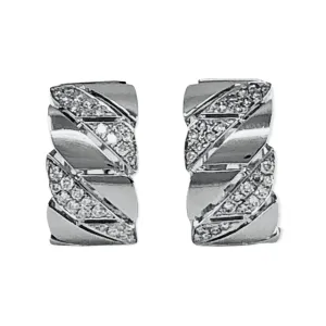 18K White Gold Tdw. 0.65ct Diamond Huggie Earrings - 20719401