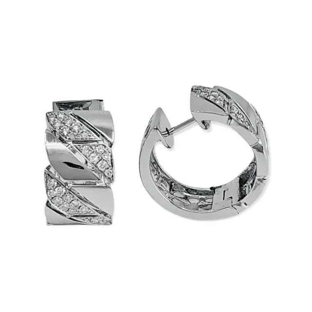 18K White Gold Tdw. 0.65ct Diamond Huggie Earrings - 20719401