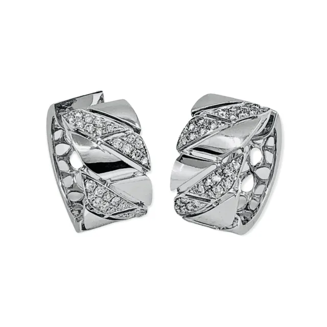 18K White Gold Tdw. 0.65ct Diamond Huggie Earrings - 20719401