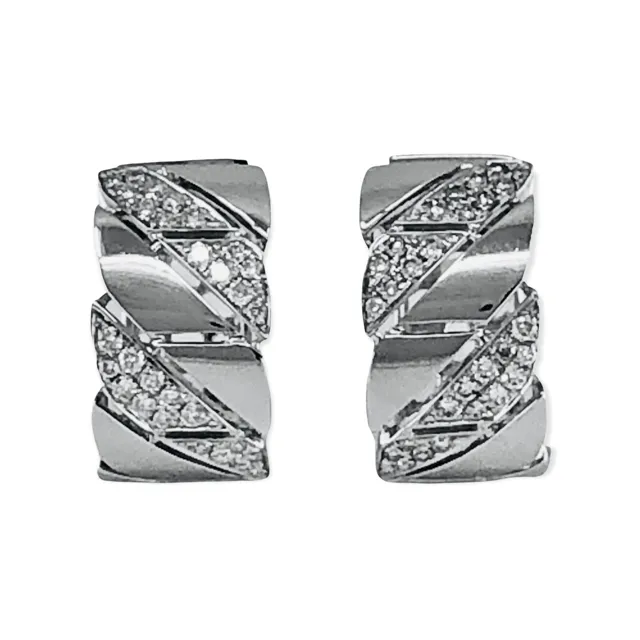 18K White Gold Tdw. 0.65ct Diamond Huggie Earrings - 20719401