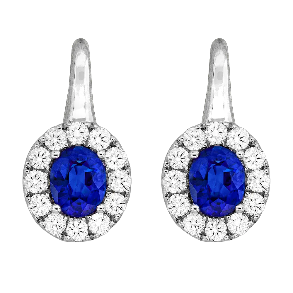 18K White Sapphire and Natural Diamond Drop Earrings