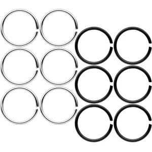 20 Gauge 5/16 Steel Black Anodized Seamless Circular Ring Set of 12